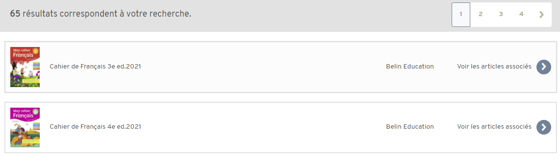 Résultats pagination Librairie eMLS
