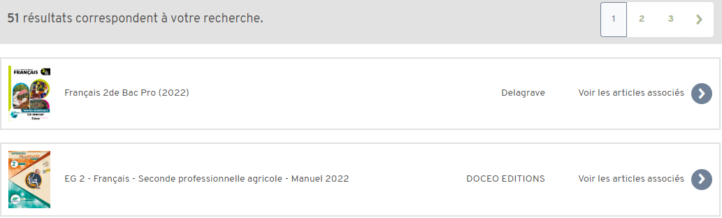 Résultats pagination Librairie eMLS