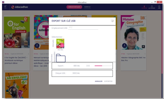Éducadhoc : Comment télécharger mes manuels numériques sur une clé USB ?